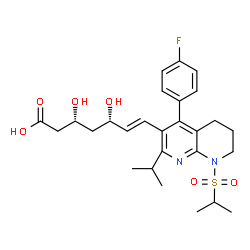 ChemSpider 2D Image | (3R,5S,6E)-7-[4-(4-Fluorophenyl)-2-isopropyl-8-(isopropylsulfonyl)-5,6,7,8-tetrahydro-1,8-naphthyridin-3-yl]-3,5-dihydroxy-6-heptenoic acid | C27H35FN2O6S