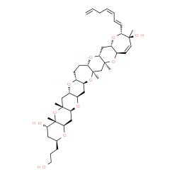 ChemSpider 2D Image | (2S,4S,4aS,5aR,6aS,7aR,9aS,10aR,11aS,13R,14S,16aR,17aS,18aR,19aS,20aR,21aS,22aR)-13-[(1E,3Z)-1,3,6-Heptatrien-1-yl]-2-(3-hydroxypropyl)-4a,5a,14,17a,18a-pentamethyl-2,3,4,4a,5a,6,6a,7a,8,9,9a,10a,11,1
1a,13,14,16a,17a,18,18a,19a,20,20a,21a,22,22a-hexacosahydrooxepino[2'',3'':5',6']pyrano[2',3':5,6]pyrano[3,2-b]pyrano[2''',3''':5'',6'']pyrano[2'',3'':5',6']pyrano[2',3':5,6]pyrano[2,3-f]oxepine-4,14-
diol | C43H64O11