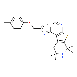 ChemSpider 2D Image | 8,8,10,10-Tetramethyl-2-[(4-methylphenoxy)methyl]-8,9,10,11-tetrahydropyrido[4',3':4,5]thieno[3,2-e][1,2,4]triazolo[1,5-c]pyrimidine | C22H25N5OS