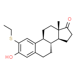 ChemSpider 2D Image | 2-(Ethylsulfanyl)-3-hydroxyestra-1(10),2,4-trien-17-one | C20H26O2S