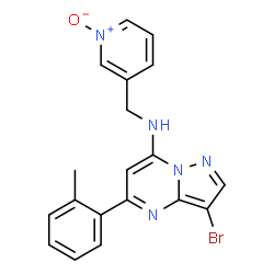 ChemSpider 2D Image | 3-((3-bromo-5-o-tolylpyrazolo[1,5-a]pyrimidin-7-ylamino)methyl)pyridine 1-oxide | C19H16BrN5O