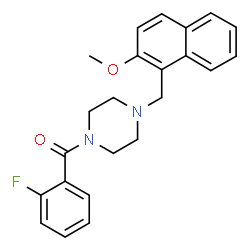ChemSpider 2D Image | (2-Fluorophenyl){4-[(2-methoxy-1-naphthyl)methyl]-1-piperazinyl}methanone | C23H23FN2O2