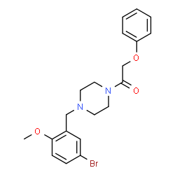 ChemSpider 2D Image | 1-[4-(5-Bromo-2-methoxybenzyl)-1-piperazinyl]-2-phenoxyethanone | C20H23BrN2O3