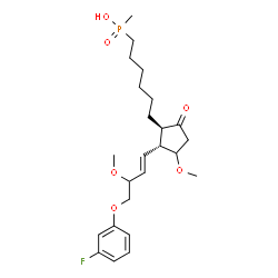 ChemSpider 2D Image | (6-{(1R,2R)-2-[(1E)-4-(3-Fluorophenoxy)-3-methoxy-1-buten-1-yl]-3-methoxy-5-oxocyclopentyl}hexyl)methylphosphinic acid | C24H36FO6P