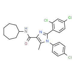 ChemSpider 2D Image | 1-(4-Chlorophenyl)-N-cycloheptyl-2-(2,4-dichlorophenyl)-5-methyl-1H-imidazole-4-carboxamide | C24H24Cl3N3O