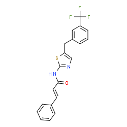 ChemSpider 2D Image | (2E)-3-Phenyl-N-{5-[3-(trifluoromethyl)benzyl]-1,3-thiazol-2-yl}acrylamide | C20H15F3N2OS