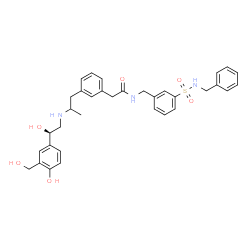 ChemSpider 2D Image | N-[3-(Benzylsulfamoyl)benzyl]-2-{3-[2-({(2R)-2-hydroxy-2-[4-hydroxy-3-(hydroxymethyl)phenyl]ethyl}amino)propyl]phenyl}acetamide | C34H39N3O6S