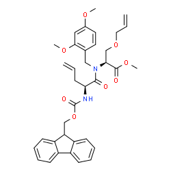 ChemSpider 2D Image | Methyl O-allyl-N-(2,4-dimethoxybenzyl)-N-[(2S)-2-{[(9H-fluoren-9-ylmethoxy)carbonyl]amino}-4-pentenoyl]-L-serinate | C36H40N2O8