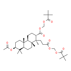 ChemSpider 2D Image | [(2,2-Dimethylpropanoyl)oxy]methyl (3beta,13alpha,14beta)-3-acetoxy-14-(3-{[(2,2-dimethylpropanoyl)oxy]methoxy}-3-oxopropyl)-8,14-dimethylpodocarpane-13-carboxylate | C37H60O10