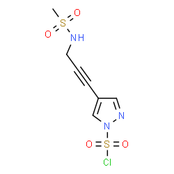 ChemSpider 2D Image | 4-{3-[(Methylsulfonyl)amino]-1-propyn-1-yl}-1H-pyrazole-1-sulfonyl chloride | C7H8ClN3O4S2