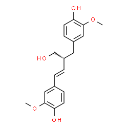ChemSpider 2D Image | 4,4'-[(1E,3R)-3-(Hydroxymethyl)-1-butene-1,4-diyl]bis(2-methoxyphenol) | C19H22O5