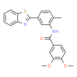 ChemSpider 2D Image | N-[5-(1,3-Benzothiazol-2-yl)-2-methylphenyl]-3,4-dimethoxybenzamide | C23H20N2O3S