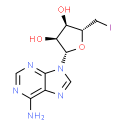 ChemSpider 2D Image | 9-(5-Deoxy-5-iodo-beta-L-ribofuranosyl)-9H-purin-6-amine | C10H12IN5O3