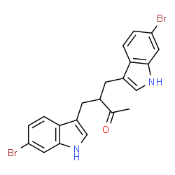 ChemSpider 2D Image | 4-(6-Bromo-1H-indol-3-yl)-3-[(6-bromo-1H-indol-3-yl)methyl]-2-butanone | C21H18Br2N2O