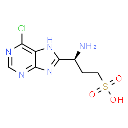 ChemSpider 2D Image | (3S)-3-Amino-3-(6-chloro-7H-purin-8-yl)-1-propanesulfonic acid | C8H10ClN5O3S