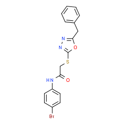 ChemSpider 2D Image | 2-[(5-Benzyl-1,3,4-oxadiazol-2-yl)sulfanyl]-N-(4-bromophenyl)acetamide | C17H14BrN3O2S