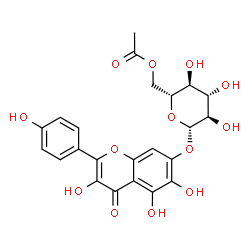 ChemSpider 2D Image | 3,5,6-Trihydroxy-2-(4-hydroxyphenyl)-4-oxo-4H-chromen-7-yl 6-O-acetyl-beta-D-glucopyranoside | C23H22O13