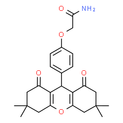 ChemSpider 2D Image | 2-[4-(3,3,6,6-Tetramethyl-1,8-dioxo-2,3,4,5,6,7,8,9-octahydro-1H-xanthen-9-yl)phenoxy]acetamide | C25H29NO5
