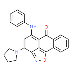 ChemSpider 2D Image | 5-Phenylamino-3-pyrrolidin-1-yl-anthra[1,9-cd]isoxazol-6-one | C24H19N3O2