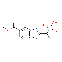 ChemSpider 2D Image | {1-[6-(Methoxycarbonyl)-3H-imidazo[4,5-b]pyridin-2-yl]propyl}phosphonic acid | C11H14N3O5P