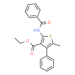 ChemSpider 2D Image | ethyl 2-benzamido-5-methyl-4-phenylthiophene-3-carboxylate | C21H19NO3S