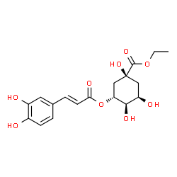 ChemSpider 2D Image | Ethyl (1S,3R,4R,5R)-3-{[(2E)-3-(3,4-dihydroxyphenyl)-2-propenoyl]oxy}-1,4,5-trihydroxycyclohexanecarboxylate | C18H22O9