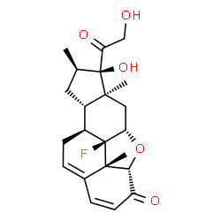 ChemSpider 2D Image | (1beta,10alpha,11beta,16alpha)-9-Fluoro-17,21-dihydroxy-16-methyl-1,11-epoxypregna-3,5-diene-2,20-dione | C22H27FO5