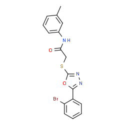 ChemSpider 2D Image | 2-{[5-(2-Bromophenyl)-1,3,4-oxadiazol-2-yl]sulfanyl}-N-(3-methylphenyl)acetamide | C17H14BrN3O2S