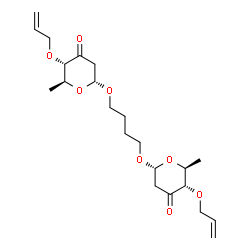 ChemSpider 2D Image | 4-[(4-O-Allyl-2,6-dideoxy-alpha-L-erythro-hexopyranosyl-3-ulose)oxy]butyl 4-O-allyl-2,6-dideoxy-alpha-L-erythro-hexopyranosid-3-ulose | C22H34O8