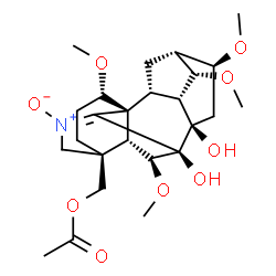ChemSpider 2D Image | [(1S,2R,3R,4S,5R,6S,8R,9R,13S,16S,17R,18S)-8,9-Dihydroxy-4,6,16,18-tetramethoxy-11-oxido-11-azahexacyclo[7.7.2.1~2,5~.0~1,10~.0~3,8~.0~13,17~]nonadec-10-en-13-yl]methyl acetate | C25H37NO9