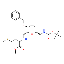 ChemSpider 2D Image | Methyl (2S)-2-[({(2R,3S,6S)-3-(benzyloxy)-6-[({[(2-methyl-2-propanyl)oxy]carbonyl}amino)methyl]tetrahydro-2H-pyran-2-yl}methyl)amino]-4-(methylsulfanyl)butanoate | C25H40N2O6S