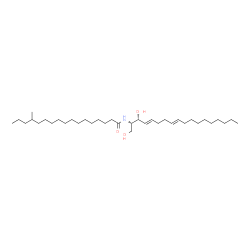 ChemSpider 2D Image | N-[(2S,3R,4E,8E)-1,3-Dihydroxy-4,8-octadecadien-2-yl]-14-methylheptadecanamide | C36H69NO3
