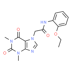 ChemSpider 2D Image | 2-(1,3-Dimethyl-2,6-dioxo-1,2,3,6-tetrahydro-7H-purin-7-yl)-N-(2-ethoxyphenyl)acetamide | C17H19N5O4