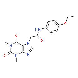 ChemSpider 2D Image | 2-(1,3-Dimethyl-2,6-dioxo-1,2,3,6-tetrahydro-7H-purin-7-yl)-N-(4-ethoxyphenyl)acetamide | C17H19N5O4