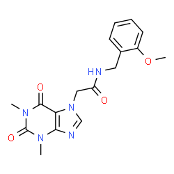 ChemSpider 2D Image | 2-(1,3-DIMETHYL-2,6-DIOXOPURIN-7-YL)-N-[(2-METHOXYPHENYL)METHYL]ACETAMIDE | C17H19N5O4