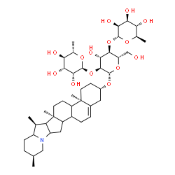 ChemSpider 2D Image | (3beta,8xi,9xi,14xi,16xi,17xi,22xi)-Solanid-5-en-3-yl 6-deoxy-alpha-D-mannopyranosyl-(1->4)-[6-deoxy-alpha-L-mannopyranosyl-(1->2)]-beta-L-glucopyranoside | C45H73NO14