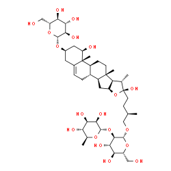 ChemSpider 2D Image | (1beta,3beta,22S,25R)-26-{[2-O-(6-Deoxy-alpha-L-mannopyranosyl)-beta-D-glucopyranosyl]oxy}-1,22-dihydroxyfurost-5-en-3-yl beta-D-glucopyranoside | C45H74O19