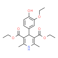 ChemSpider 2D Image | Diethyl 4-(3-ethoxy-4-hydroxyphenyl)-2,6-dimethyl-1,4-dihydro-3,5-pyridinedicarboxylate | C21H27NO6