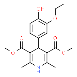 ChemSpider 2D Image | Dimethyl 4-(3-ethoxy-4-hydroxyphenyl)-2,6-dimethyl-1,4-dihydro-3,5-pyridinedicarboxylate | C19H23NO6