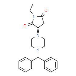 ChemSpider 2D Image | (3R)-3-[4-(Diphenylmethyl)-1-piperazinyl]-1-ethyl-2,5-pyrrolidinedione | C23H27N3O2