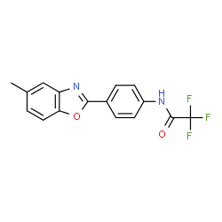 ChemSpider 2D Image | 2,2,2-Trifluoro-N-[4-(5-methyl-1,3-benzoxazol-2-yl)phenyl]acetamide | C16H11F3N2O2