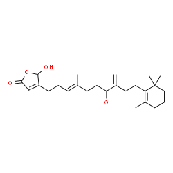 ChemSpider 2D Image | 5-Hydroxy-4-[(3E)-7-hydroxy-4-methyl-8-methylene-10-(2,6,6-trimethyl-1-cyclohexen-1-yl)-3-decen-1-yl]-2(5H)-furanone | C25H38O4