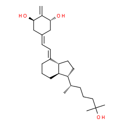 ChemSpider 2D Image | (1R,3R,7E,17beta)-17-[(2S)-6-Hydroxy-6-methyl-2-heptanyl]-2-methylene-9,10-secogona-5,7-diene-1,3-diol | C26H42O3