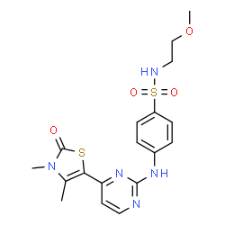 ChemSpider 2D Image | 4-[4-(3,4-Dimethyl-2-Oxo-2,3-Dihydro-Thiazol-5-Yl)-Pyrimidin-2-Ylamino]-N-(2-Methoxy-Ethyl)-Benzenesulfonamide | C18H21N5O4S2