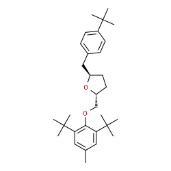ChemSpider 2D Image | (2R,5R)-2-{[4-Methyl-2,6-bis(2-methyl-2-propanyl)phenoxy]methyl}-5-[4-(2-methyl-2-propanyl)benzyl]tetrahydrofuran | C31H46O2