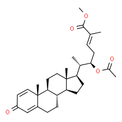 ChemSpider 2D Image | Methyl (22R,24E)-22-acetoxy-3-oxocholesta-1,4,24-trien-26-oate | C30H42O5