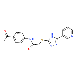 ChemSpider 2D Image | N-(4-Acetylphenyl)-2-{[3-(3-pyridinyl)-1H-1,2,4-triazol-5-yl]sulfanyl}acetamide | C17H15N5O2S