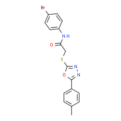 ChemSpider 2D Image | N-(4-Bromophenyl)-2-{[5-(4-methylphenyl)-1,3,4-oxadiazol-2-yl]sulfanyl}acetamide | C17H14BrN3O2S