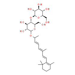 ChemSpider 2D Image | (3E,5E,7E)-6-Methyl-8-(2,6,6-trimethyl-1-cyclohexen-1-yl)-3,5,7-octatrien-2-yl 4-O-beta-D-glucopyranosyl-D-glucopyranoside | C30H48O11