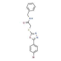 ChemSpider 2D Image | N-Benzyl-2-{[5-(4-bromophenyl)-1,3,4-oxadiazol-2-yl]sulfanyl}acetamide | C17H14BrN3O2S